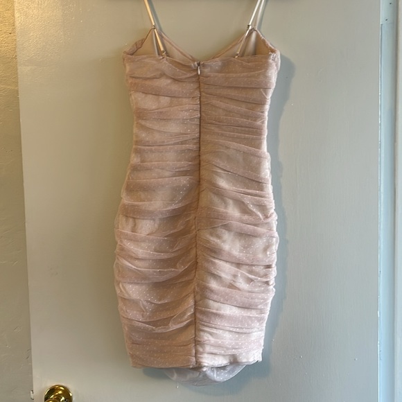 Posh Outlook Blush Swiss Dot Cutout Bodycon Dress - Picture 5 of 5